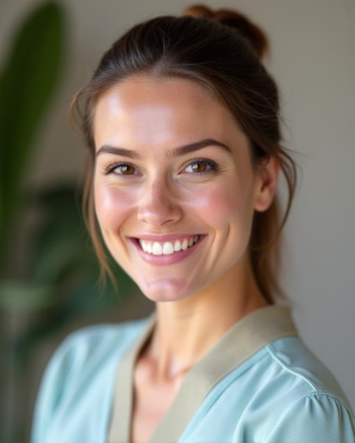 Portrait d'une thérapeute souriante et professionnelle.